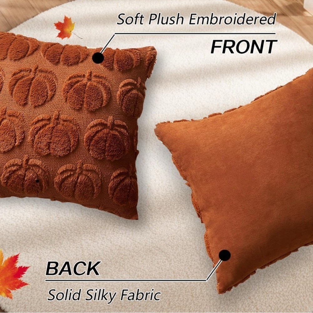 Fall Decor Pillow Covers 16x16 Set of 2 Fall Decorations Autum - Picture 5 of 5